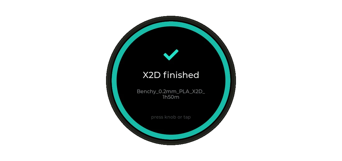 Full-screen alert when a print finishes