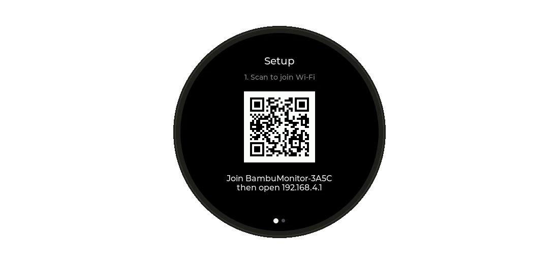 First-time setup screen with a QR code